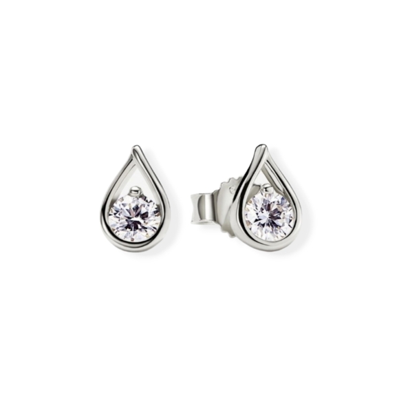 New! Silver 925 Rain Drop Infinite Stud Earrings. - Picture 1 of 5